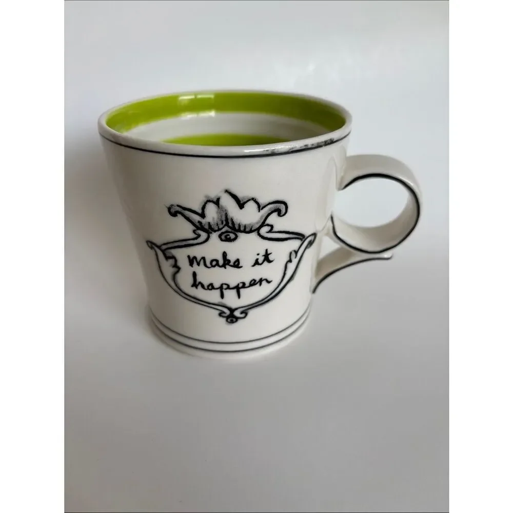 Molly Hatch Anthropologie Make It happen Crown Green Stripe Mug